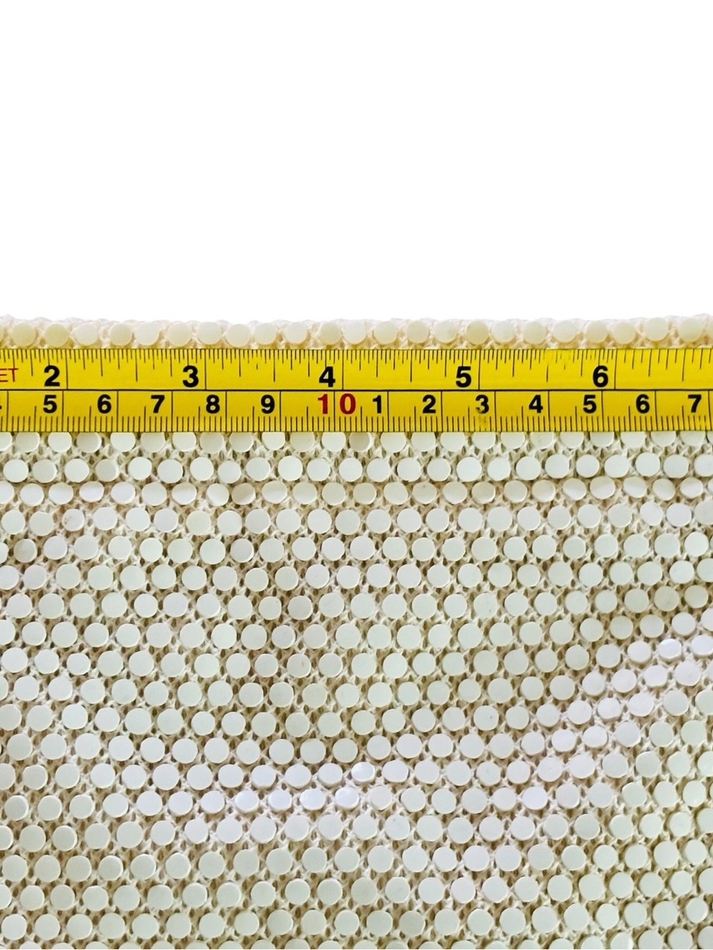 Vintage 1920s Ceramic Flat Bead White Mesh Crossbody Bag with Snap Closure - Picture 12 of 12